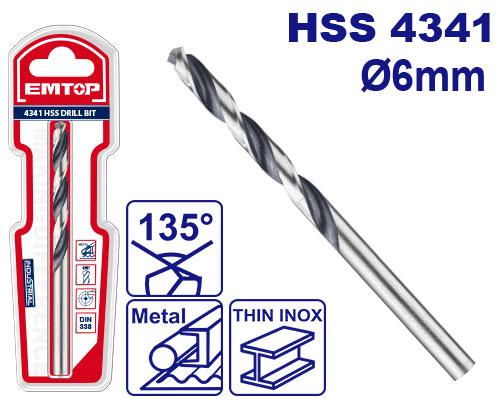 Foret HSS 4341 - diam 6mm EMTOP Maroc - ETDB310602