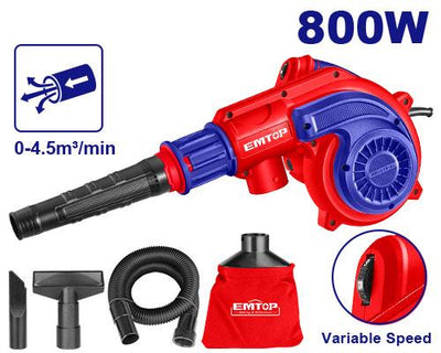 Souffleur, aspirateur 800 W avec accessoires EMTOP | EABR8003
