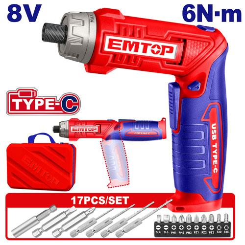 EMTOP TOURNEVIS SANS FIL 8V 6Nm - TYPE C [ ECSR0803 ] - AU MAROC - ECSR0803