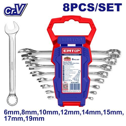 Jeu de 8 clés mixtes EMTOP Maroc - ECSS10801