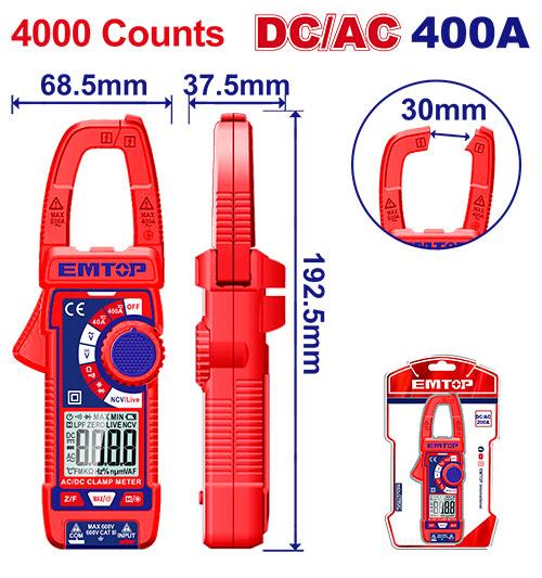 Pince ampèremétrique DC/AC - 400 A EMTOP Maroc - EDMR762002