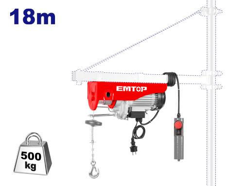 Palan électrique 500kg - 18m EMTOP Maroc - EEHT5001