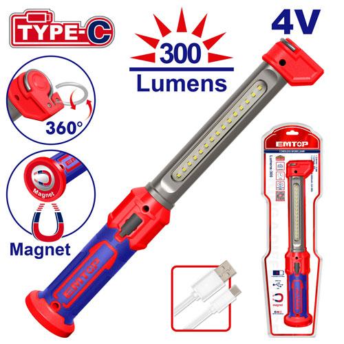 Lampe de travail sans fil 4 V - 360lumens EMTOP Maroc - ELFL043006
