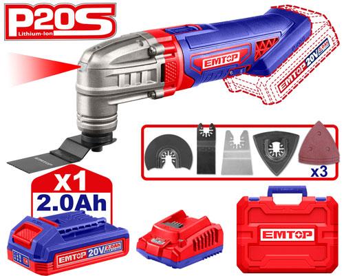 Outil multifonctions oscillant sans fil 20 V + batterie 2.0 Ah EMTOP Maroc - ELMF20221