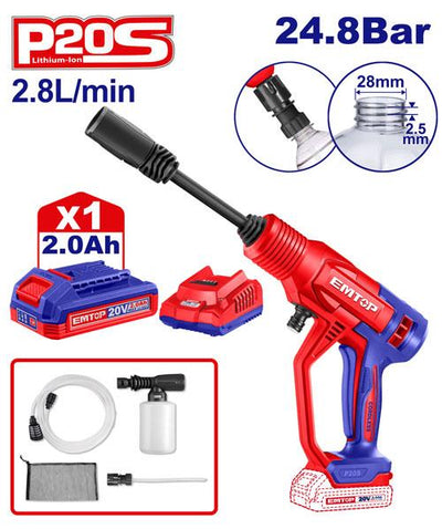 Nettoyeur haute pression sans fil 20 V EMTOP | ELPW20362