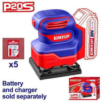 Ponceuse vibrante sans fil 20 V - 110x100 EMTOP | ELSHS2014