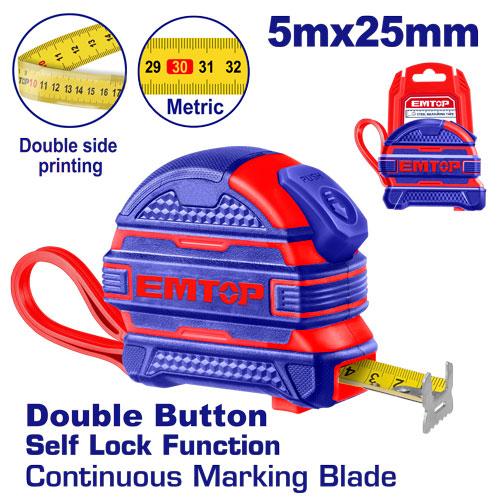 Mètre à ruban en acier 5mx25mm EMTOP Maroc - EMTP2525M
