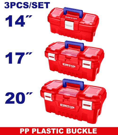 Jeu de 3 boîtes à outils en pp 14" - 17" - 20" EMTOP Maroc - EPBXK0301