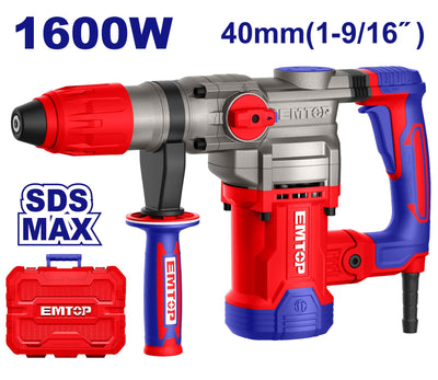 Marteau perforateur 40mm - 1600 W SDS Max EMTOP | ERHRM1608