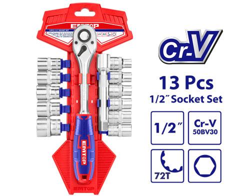 Jeu de 13 douilles 1/2" EMTOP Maroc - ESKT12131