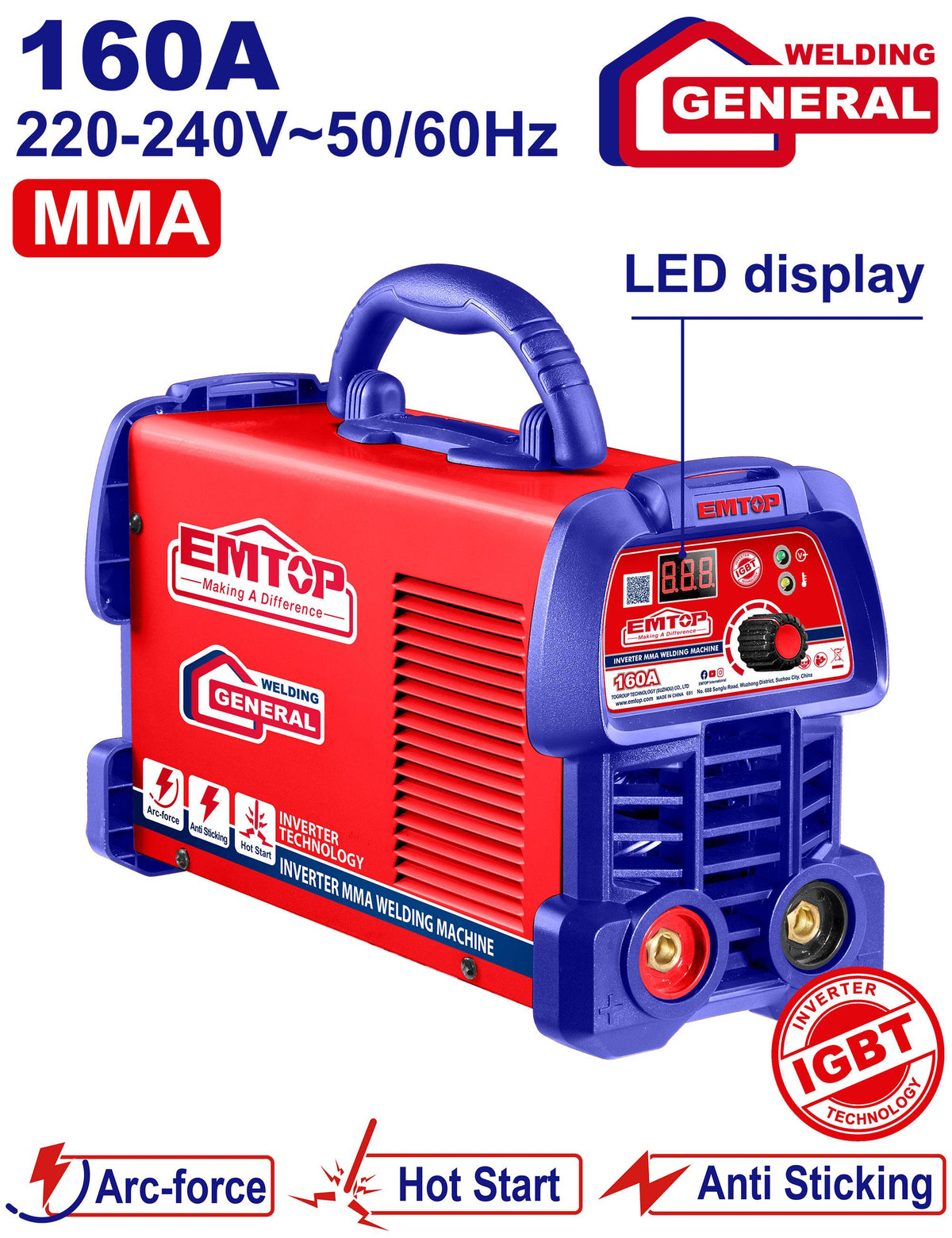 Poste à souder MMA - 160 A EMTOP Maroc - EWDEM1652
