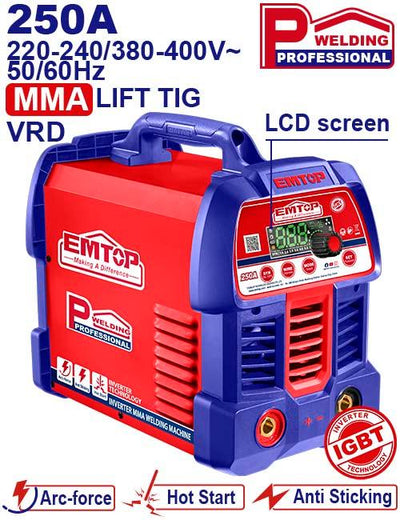 Poste à souder MMA - 250 A 220 V/380 V EMTOP | EWDEM2568