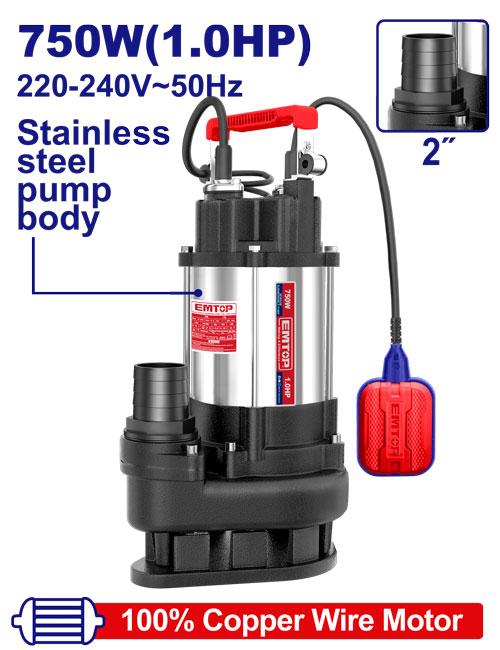 Pompe submersible pour eaux usées 13m EMTOP Maroc - EWPPQD07501
